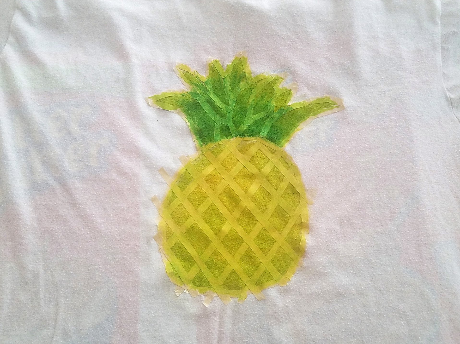 Masking tape stencil for a T-shirt design from the TV show Psych. 