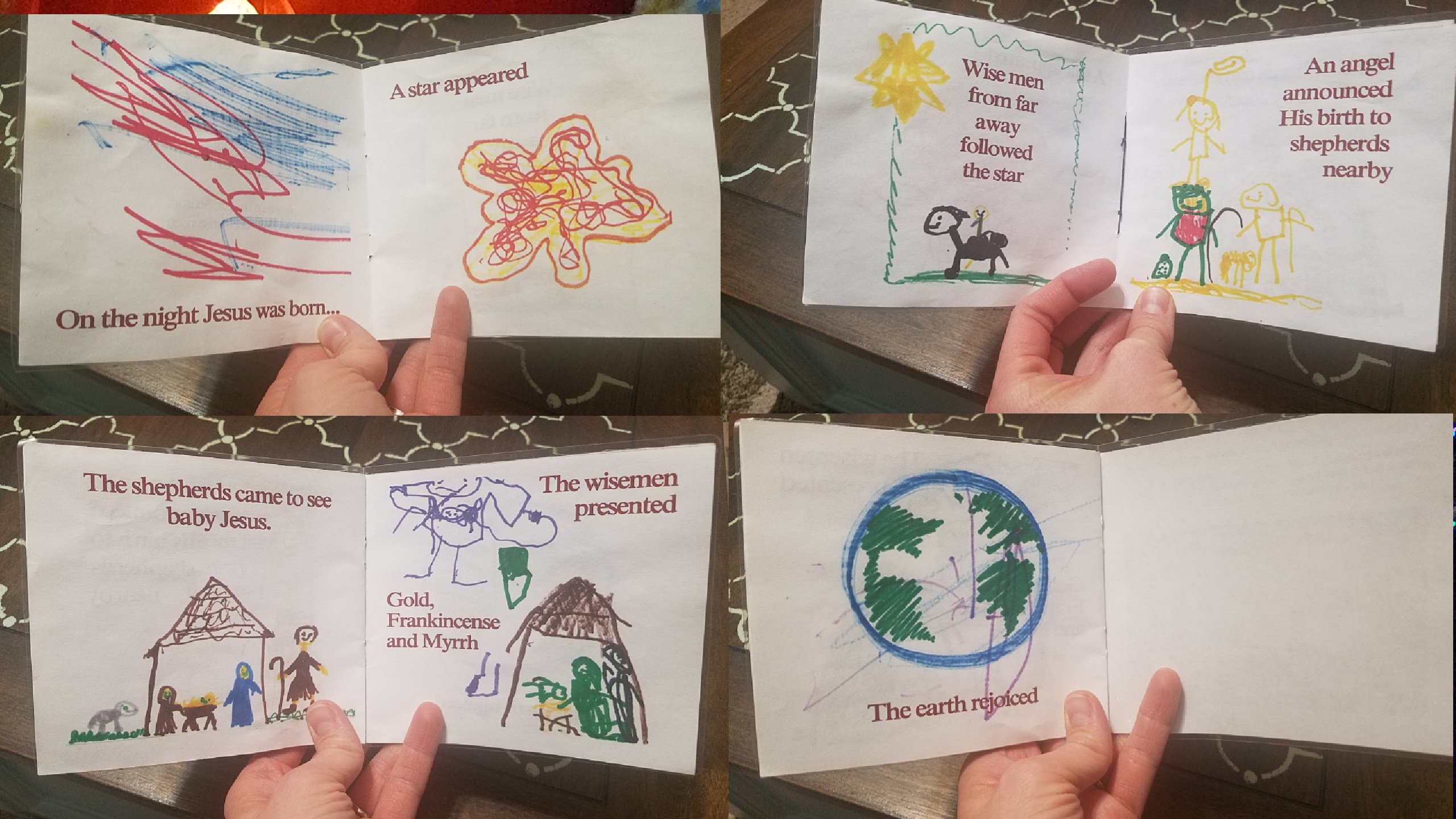 Write a simple story of the birth of Jesus and let children illustrate each page. 