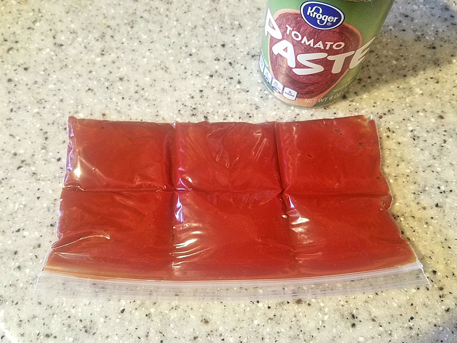 Leftover tomatoe paste, one tip for saving ingredients for the next time you cook. 