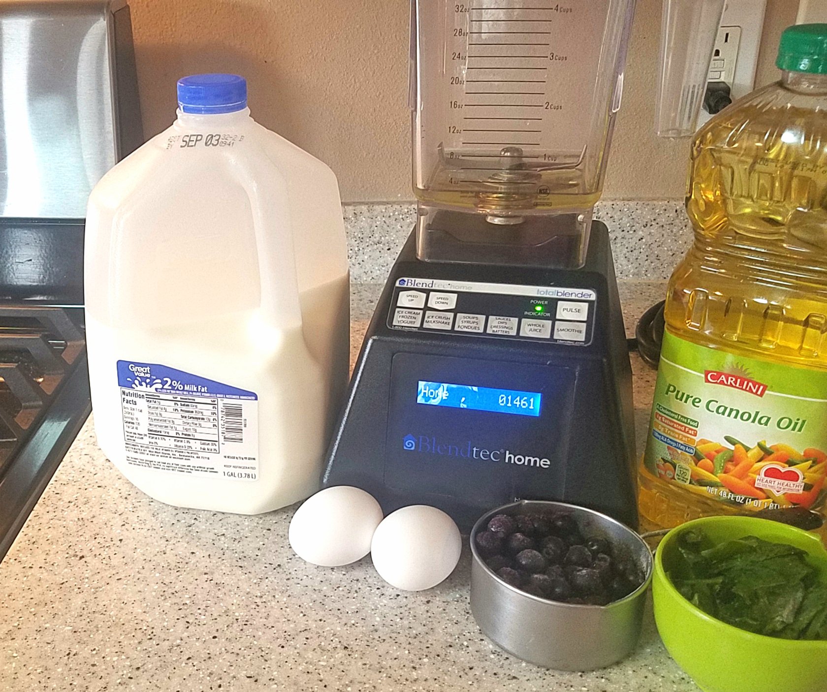 Use a blender to open up the flax seed and finally incorporate all the ingredients for blender pancakes. 