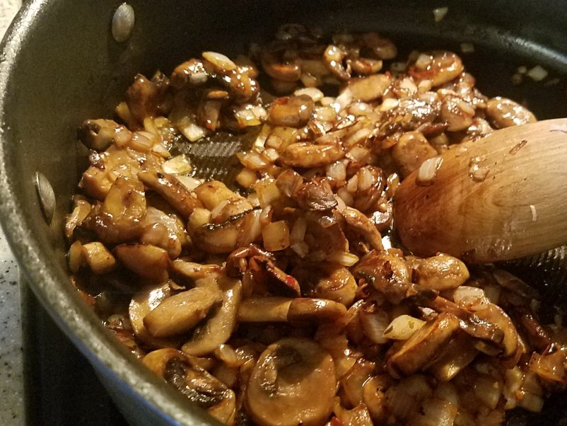 Sautéing brings out the flavor of the mushrooms and onions. 