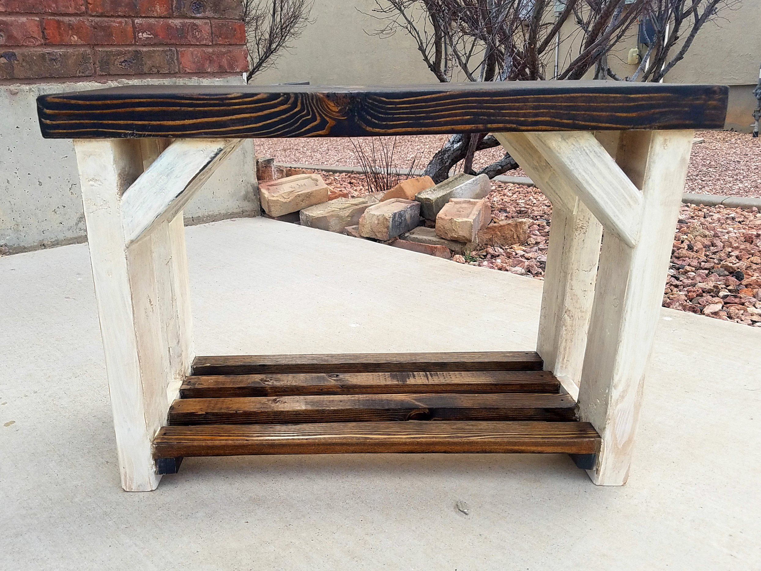 Get a farmhouse look with slanted support boards